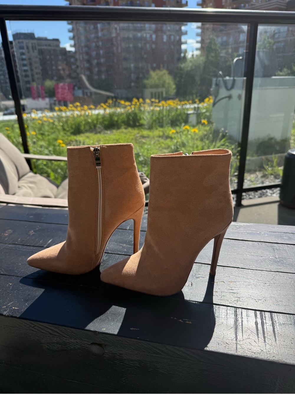 Vintage Tan Suede Pointed-Toe Stiletto Ankle Boots